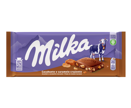 MONDELEZ MILKA CACAHUETE Y CARAMELO 90G