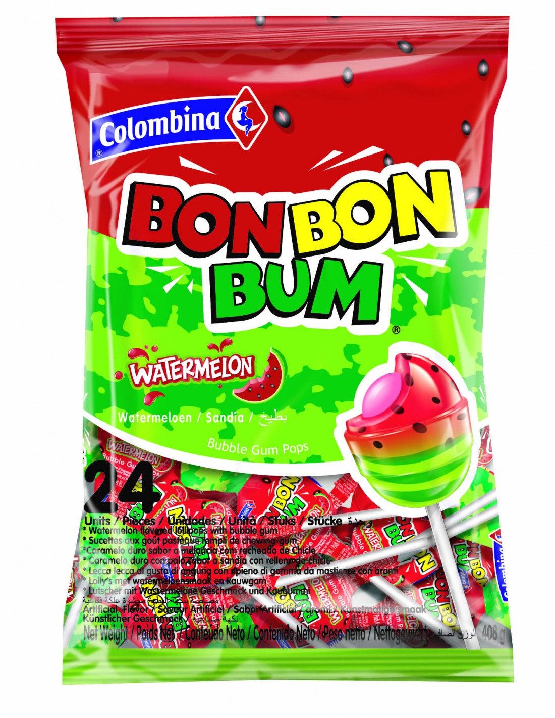 COLOMBINA BON BON BUM SANDIA 24u